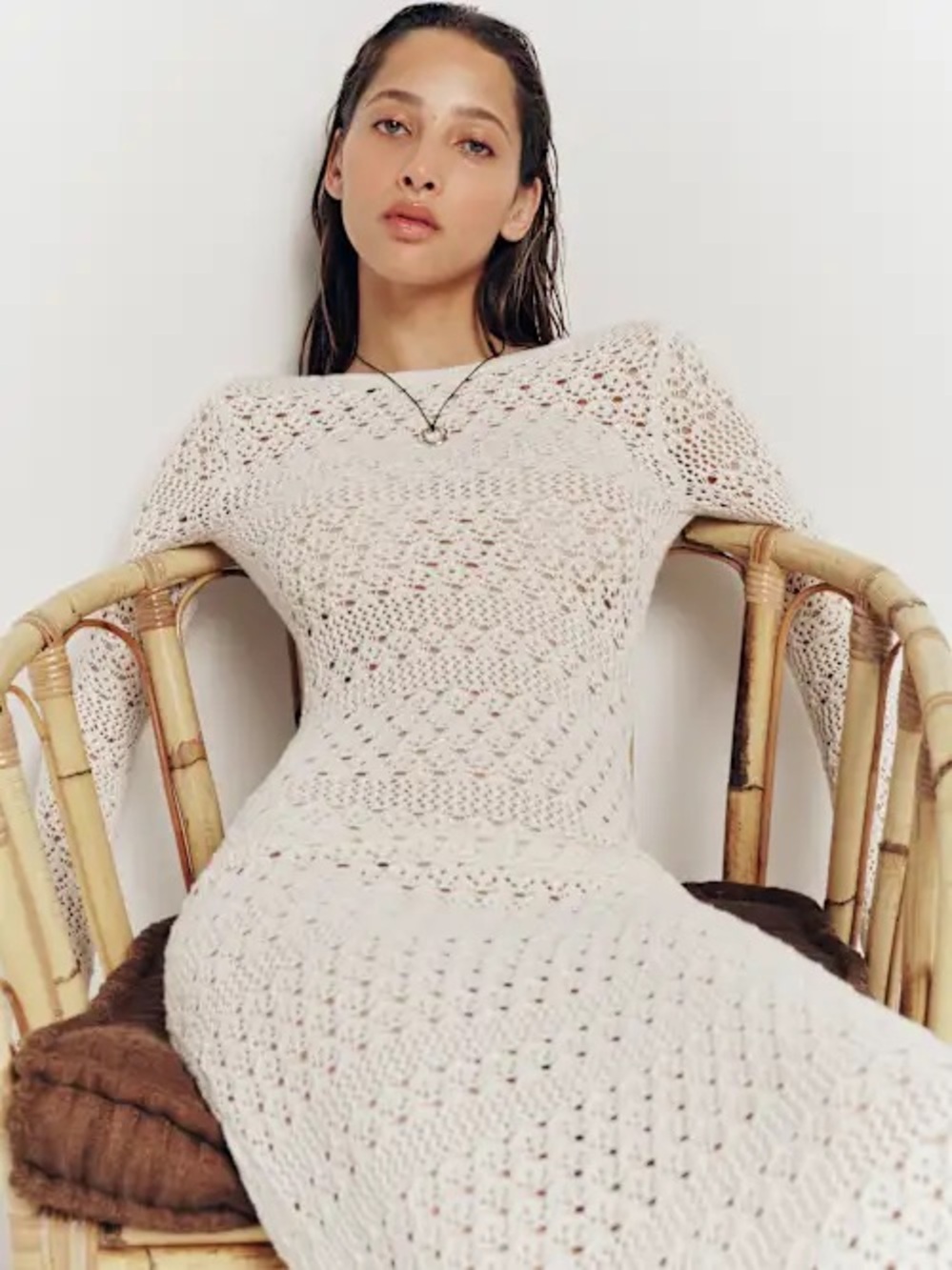 Reformation Castello Open Knit Dress Gossamer - Size S